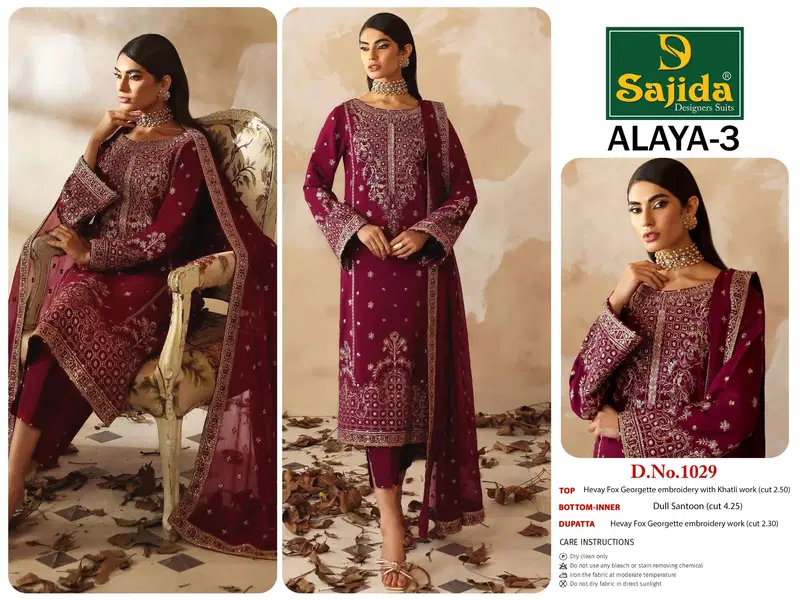 Alaya Vol 3 by Sajida Georgette Pakistani Salwar Kameez Orders In India